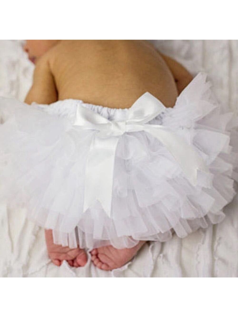 Boutique Baby Girl infant ruffle tutu bloomers diaper cover photos nwt White 0-3